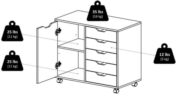 BOWERY HILL 5-Drawer Wide Door Contemporary Wood Storage Cabinet in Black - Image 10
