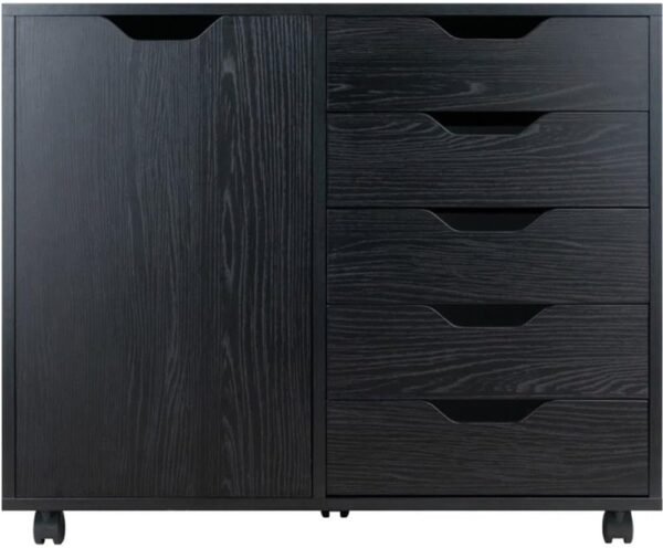 BOWERY HILL 5-Drawer Wide Door Contemporary Wood Storage Cabinet in Black - Image 6