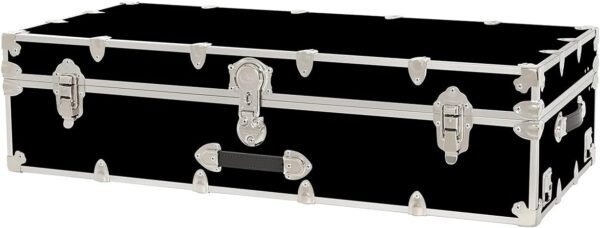 Rhino Trunk & Case Leather Embossed Vinyl Trundle Trunk with Removable Wheels, Underbed Storage For College Dorm & Home 44"x20"x12" (Black) - Image 2