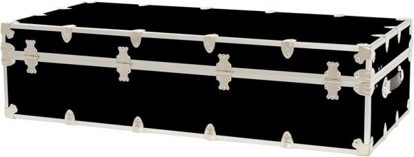 Rhino Trunk & Case Leather Embossed Vinyl Trundle Trunk with Removable Wheels, Underbed Storage For College Dorm & Home 44"x20"x12" (Black) - Image 6