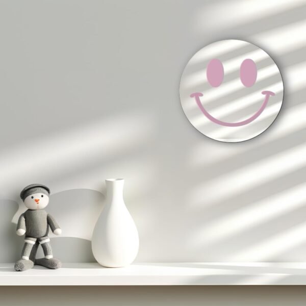 Cute Teenage Girl Room Smiling Face Decorative Mirror Academy Style Smile Pink Room Decoration Aesthetics Mirror Prep Room Decoration 12 inch Fashion Round Bedroom Acrylic Wall Mirror Youth Room - Image 7