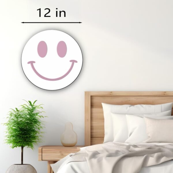 Cute Teenage Girl Room Smiling Face Decorative Mirror Academy Style Smile Pink Room Decoration Aesthetics Mirror Prep Room Decoration 12 inch Fashion Round Bedroom Acrylic Wall Mirror Youth Room - Image 2