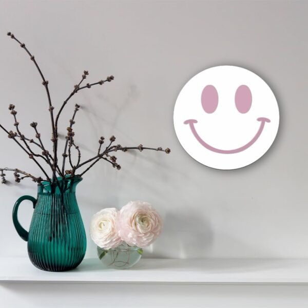 Cute Teenage Girl Room Smiling Face Decorative Mirror Academy Style Smile Pink Room Decoration Aesthetics Mirror Prep Room Decoration 12 inch Fashion Round Bedroom Acrylic Wall Mirror Youth Room - Image 5