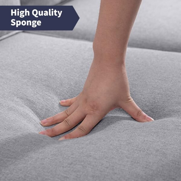 Modern Armchair Single Sofa,Upholstered Sofa Chairs,Linen Comfy Arm Chair with 4 Storage Pockets,Living Room Chair Bedroom Chair for Small Space,Light Grey - Image 7