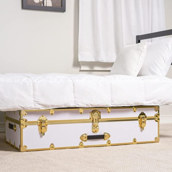 Rhino Trunk & Case Leather Embossed Vinyl Trundle Trunk with Removable Wheels, Underbed Storage For College Dorm & Home 44"x20"x12" (Black) - Image 9