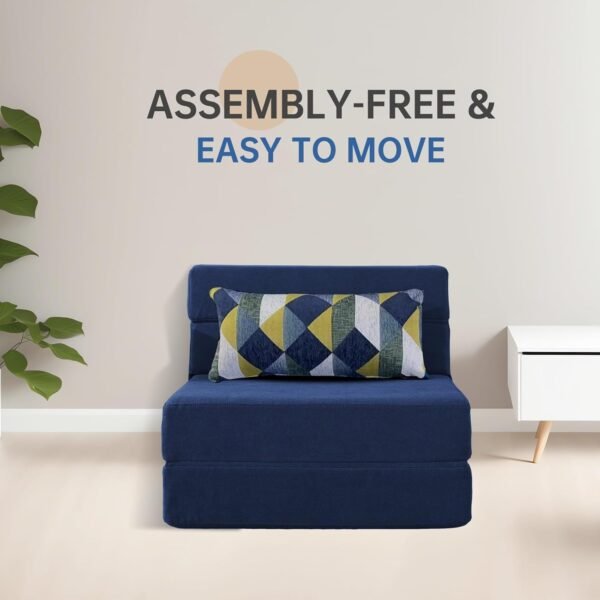 Folding Sofa Bed with Pillow Memory Foam Convertible Sleeper Chair Bed Couch Futon Lazy for Living Room/Home Office/Guest Beds/Apartment/Upstairs Loft,Single Size,Dark Blue - Image 6