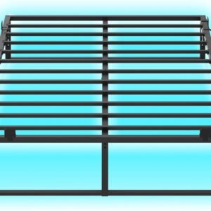 Homieasy Full Size Bed Frame with Charging Station and LED Lights, Metal Platform Bed Frame with Non-Slip Mattress Gaskets, No Box Spring Needed, Easy Assembly