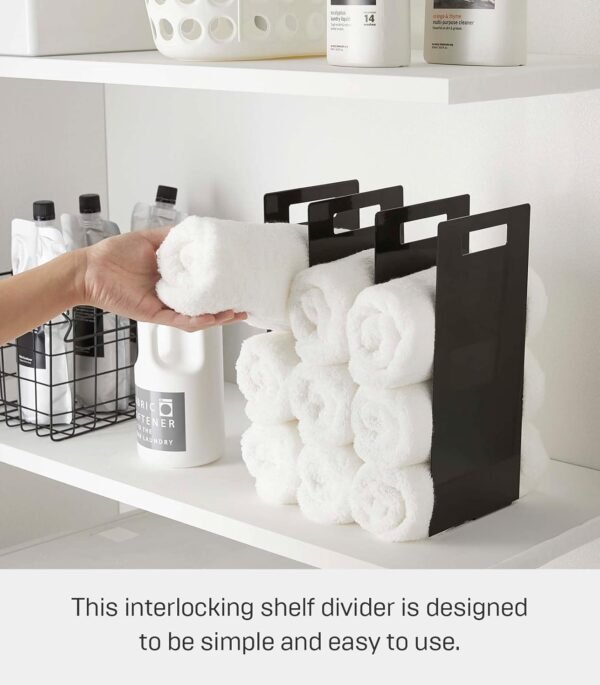 Yamazaki Home Tower Black Interlocking Towel Organizer (Set of 2) - Image 4