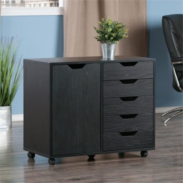 BOWERY HILL 5-Drawer Wide Door Contemporary Wood Storage Cabinet in Black - Image 2