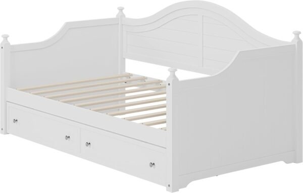 College Twin Size Daybed with Storage: LifeSky Modern Sofa Bed for Small Spaces - Scandinavian Dorm Furniture White - Image 4