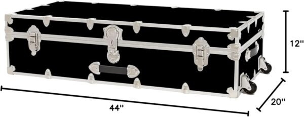 Rhino Trunk & Case Leather Embossed Vinyl Trundle Trunk with Removable Wheels, Underbed Storage For College Dorm & Home 44"x20"x12" (Black) - Image 10