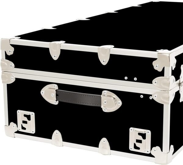 Rhino Trunk & Case Leather Embossed Vinyl Trundle Trunk with Removable Wheels, Underbed Storage For College Dorm & Home 44"x20"x12" (Black) - Image 4