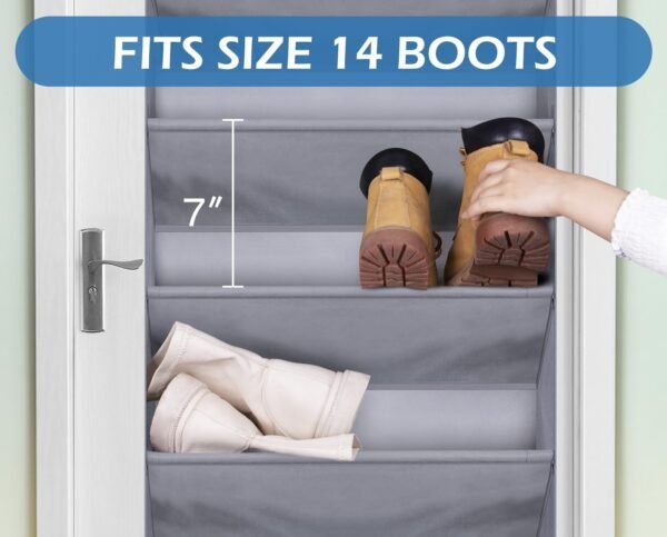 MISSLO Over The Door Shoe Organizer with Deep Pockets and 28 Large Pockets Hanging Shoe Organizer Over The Door Rack for Closet - Image 7