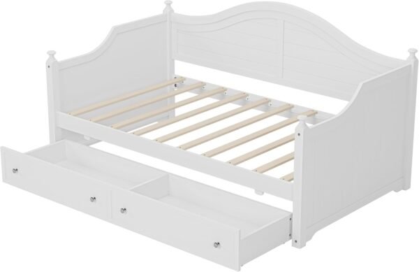 College Twin Size Daybed with Storage: LifeSky Modern Sofa Bed for Small Spaces - Scandinavian Dorm Furniture White - Image 5