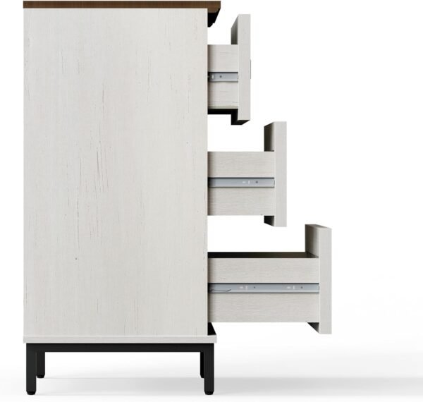 White Chest of Drawer Dresser, Modern White Accent Cabinet, Free Standing Cabinet, Wooden Buffet Sideboards for Bedroom, Kitchen,Home Office - Image 6