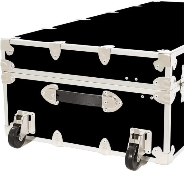 Rhino Trunk & Case Leather Embossed Vinyl Trundle Trunk with Removable Wheels, Underbed Storage For College Dorm & Home 44"x20"x12" (Black) - Image 3