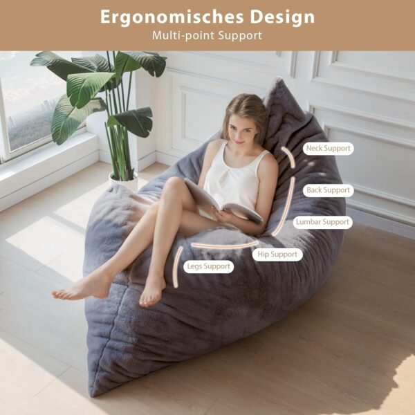 BYBYME 3 in 1 Bean Bag Chair, Convertible Chair Folds from Bean Bag to Lounger, High-Density Foam Filling, Faux Fur Big Sofa Bed, Giant Bean Bag Chair Bed for Adults - Image 3