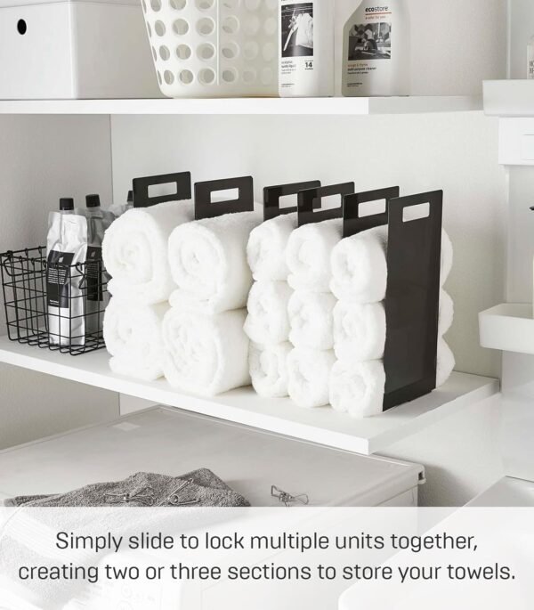 Yamazaki Home Tower Black Interlocking Towel Organizer (Set of 2) - Image 5