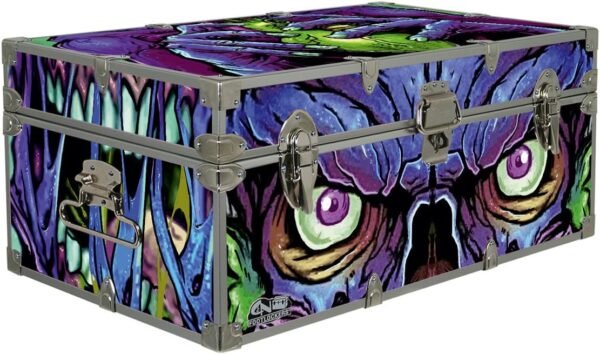 C&N Footlockers Designer Trunk - Fourth of July Americana Storage Trunk - 32x18x13.5 Inches - Patriotic Decor for Presidents or Independence Day (Creep Show)