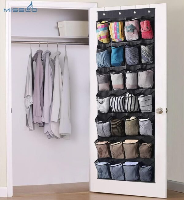 MISSLO Over The Door Shoe Organizer with Deep Pockets and 28 Large Pockets Hanging Shoe Organizer Over The Door Rack for Closet - Image 6