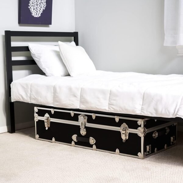 Rhino Trunk & Case Leather Embossed Vinyl Trundle Trunk with Removable Wheels, Underbed Storage For College Dorm & Home 44"x20"x12" (Black) - Image 8