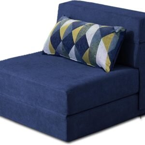 Folding Sofa Bed with Pillow Memory Foam Convertible Sleeper Chair Bed Couch Futon Lazy for Living Room/Home Office/Guest Beds/Apartment/Upstairs Loft,Single Size,Dark Blue