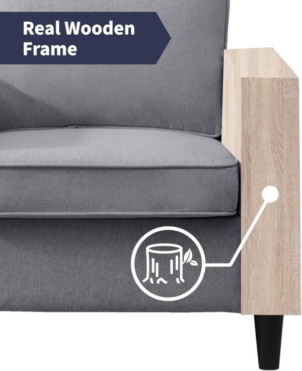Modern Armchair Single Sofa,Upholstered Sofa Chairs,Linen Comfy Arm Chair with 4 Storage Pockets,Living Room Chair Bedroom Chair for Small Space,Light Grey - Image 3