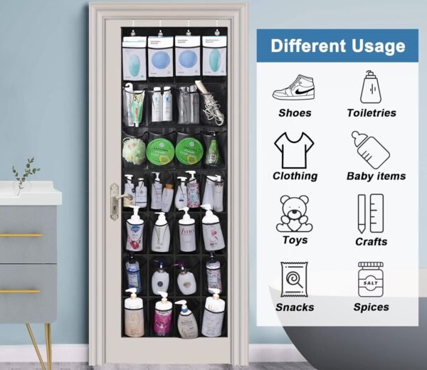MISSLO Over The Door Shoe Organizer with Deep Pockets and 28 Large Pockets Hanging Shoe Organizer Over The Door Rack for Closet - Image 5