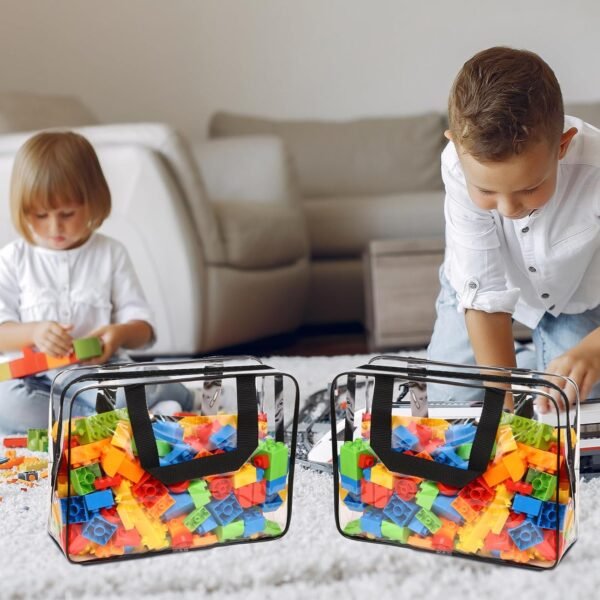 10 Packs Large Toy Storage Bags with Labels, Waterproof Clear PVC Storage Bags for Toys, Travel Organizer Bags with Zipper Closure for Puzzles, Building Blocks, Kids' Books - Image 5