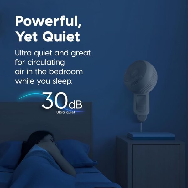 IRIS USA WOOZOO Air Circulator Wall Mount Fan with Remote, 360° Oscillation, 3 Speeds, 414 sqft Coverage, Quiet 30dB Motor, Adjustable Tilt, for Bedroom, Living Room, Office, Dorm, White - Image 11