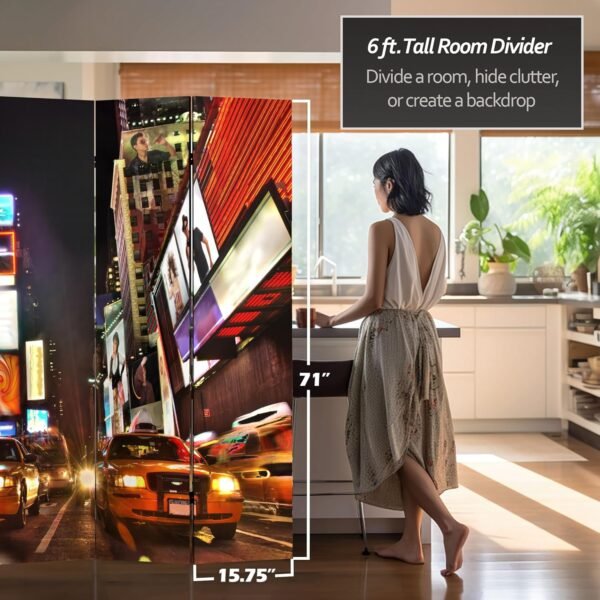 Red Lantern 6 ft. Tall Double Sided NY Taxi Room Divider, 71.25 inches high and 6 Panels wide - Image 5