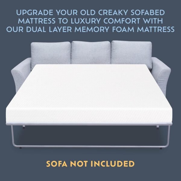Heyward Premium Memory Foam Sofa Bed Replacement Mattress for Queen Size Sleeper | 4.5” Inch | CertiPUR-US Certified | Washable Material w/Non-Slip Base | 73”L x 58”W x 4.5”H - Image 5