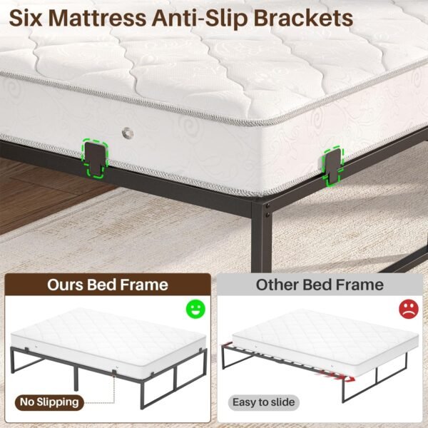 Homieasy Full Size Bed Frame with Charging Station and LED Lights, Metal Platform Bed Frame with Non-Slip Mattress Gaskets, No Box Spring Needed, Easy Assembly - Image 5