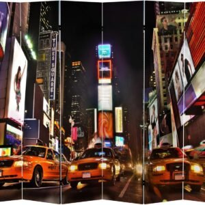 Red Lantern 6 ft. Tall Double Sided NY Taxi Room Divider, 71.25 inches high and 6 Panels wide