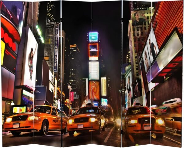 Red Lantern 6 ft. Tall Double Sided NY Taxi Room Divider, 71.25 inches high and 6 Panels wide