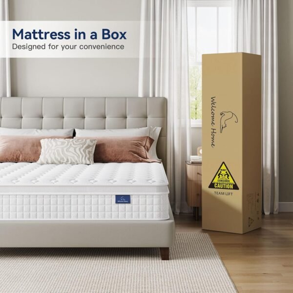 Vesgantti 10 Inch Multilayer Hybrid Twin Mattress - Multiple Sizes & Styles Available, Ergonomic Design with Memory Foam and Pocket Spring, Medium Firm Feel, White - Image 6