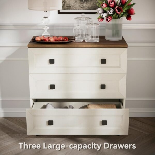 White Chest of Drawer Dresser, Modern White Accent Cabinet, Free Standing Cabinet, Wooden Buffet Sideboards for Bedroom, Kitchen,Home Office - Image 4