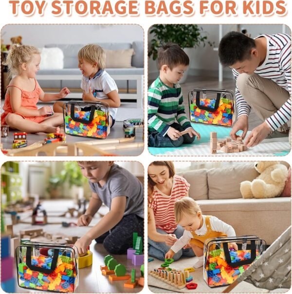 10 Packs Large Toy Storage Bags with Labels, Waterproof Clear PVC Storage Bags for Toys, Travel Organizer Bags with Zipper Closure for Puzzles, Building Blocks, Kids' Books - Image 6