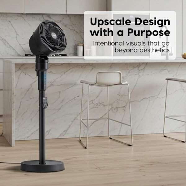 IRIS USA WOOZOO Air Circulator Pedestal Fan with Remote, 5.5" 3-Wing Blade, 3D Oscillation, Adjustable Height & Tilt, Quiet Motor, LED Display, Living Room, Office, Dorm, Bedroom Fan, Black - Image 9
