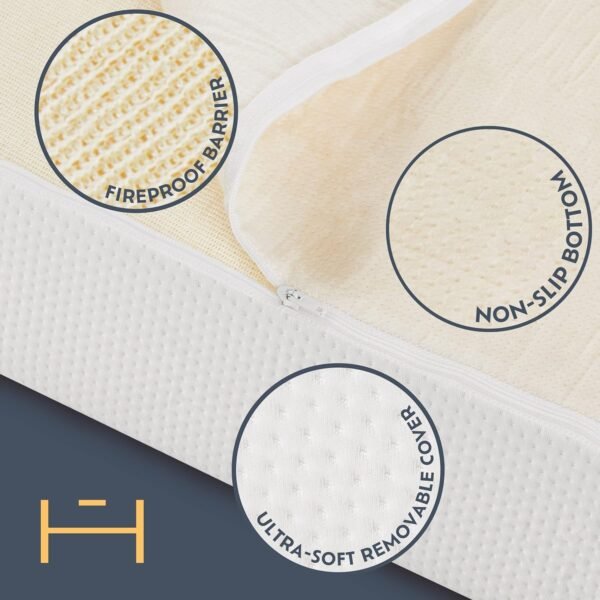 Heyward Premium Memory Foam Sofa Bed Replacement Mattress for Queen Size Sleeper | 4.5” Inch | CertiPUR-US Certified | Washable Material w/Non-Slip Base | 73”L x 58”W x 4.5”H - Image 7
