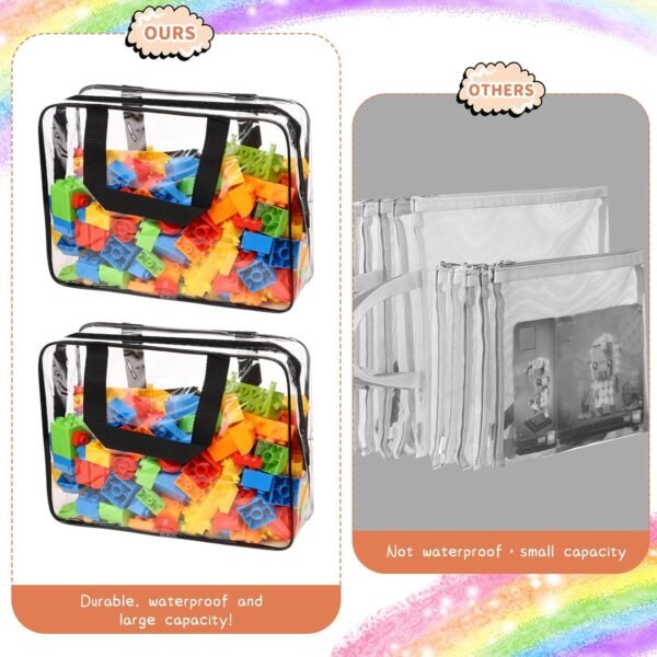 10 Packs Large Toy Storage Bags with Labels, Waterproof Clear PVC Storage Bags for Toys, Travel Organizer Bags with Zipper Closure for Puzzles, Building Blocks, Kids' Books - Image 4