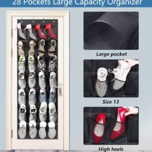 MISSLO Over The Door Shoe Organizer with Deep Pockets and 28 Large Pockets Hanging Shoe Organizer Over The Door Rack for Closet