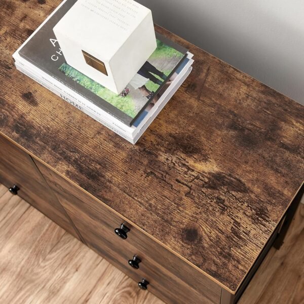 SONGMICS Dresser for Bedroom, Chest of Drawers, 6 Drawer Dresser, Closet Fabric Dresser with Metal Frame, Wooden Top and Front, Brown and Black ULGS23H - Image 9