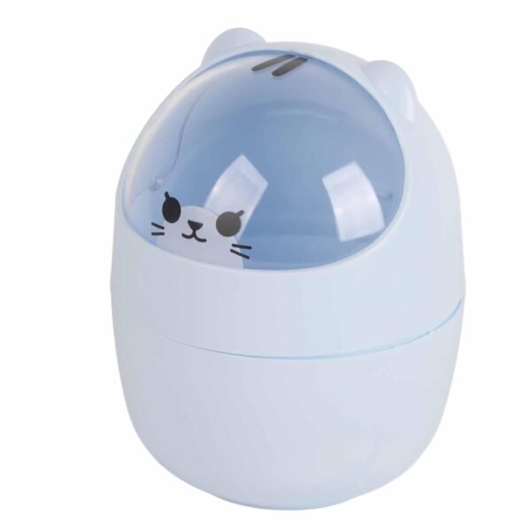 Cute Desktop Trash Can, Mini Countertop Trash Can Cartoon Cat Small Garbage Can Waste Paper Bin with Swing Lid for Bathroom, Kitchen, Bedroom, Powder Room, Craft Room, Office, College, RV (Blue) - Image 8