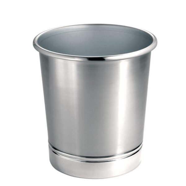 iDesign York Metal Wastebasket, Trash Can for Bathroom, Kitchen, Office, Bedroom, 9.5" x 9.5" x 10.25" - Brushed Nickel and Chrome - Image 5