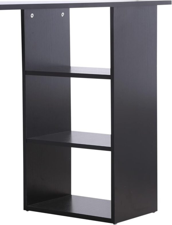 HOMCOM 47" Modern Home Office Computer Desk Bookcase Combo Writing Table Workstation with 3 Drawer and Storage Shelf - Black - Image 9