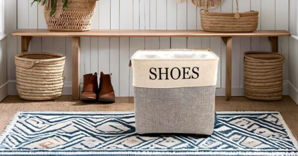 Shoe Storage Bin and Organizer for Hallway, Entryway or Mudroom. Space saver for many pairs of footware to store in one stylish container. - Image 3