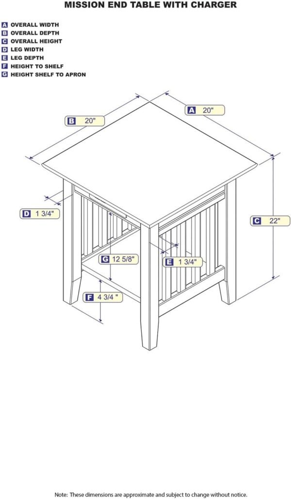 AFI, Mission End Table with Charging Station, Grey - Image 3