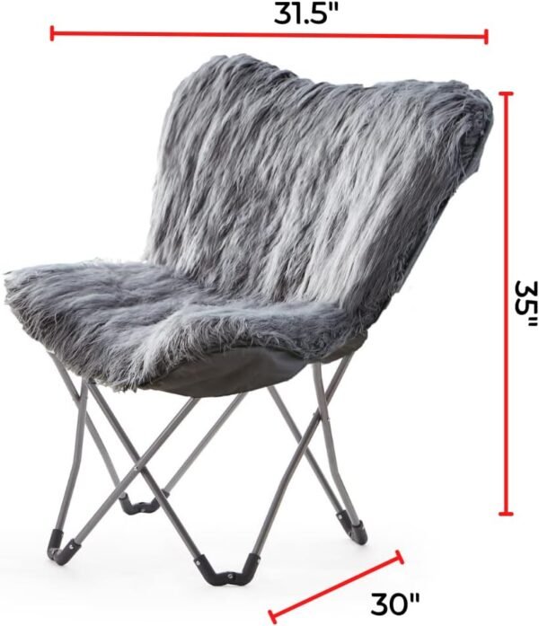 Fur Butterfly Chair - Dark Gray - Image 2
