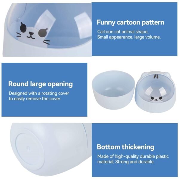 Cute Desktop Trash Can, Mini Countertop Trash Can Cartoon Cat Small Garbage Can Waste Paper Bin with Swing Lid for Bathroom, Kitchen, Bedroom, Powder Room, Craft Room, Office, College, RV (Blue) - Image 6